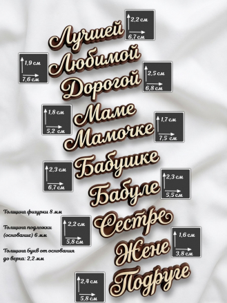 №1052 молд надписи Любимой Маме Бабушке Жене Сестре Подруге