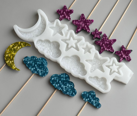 №963 Кристаллические облака , месяц и звезды №963 Кристаллические облака , месяц и звезды